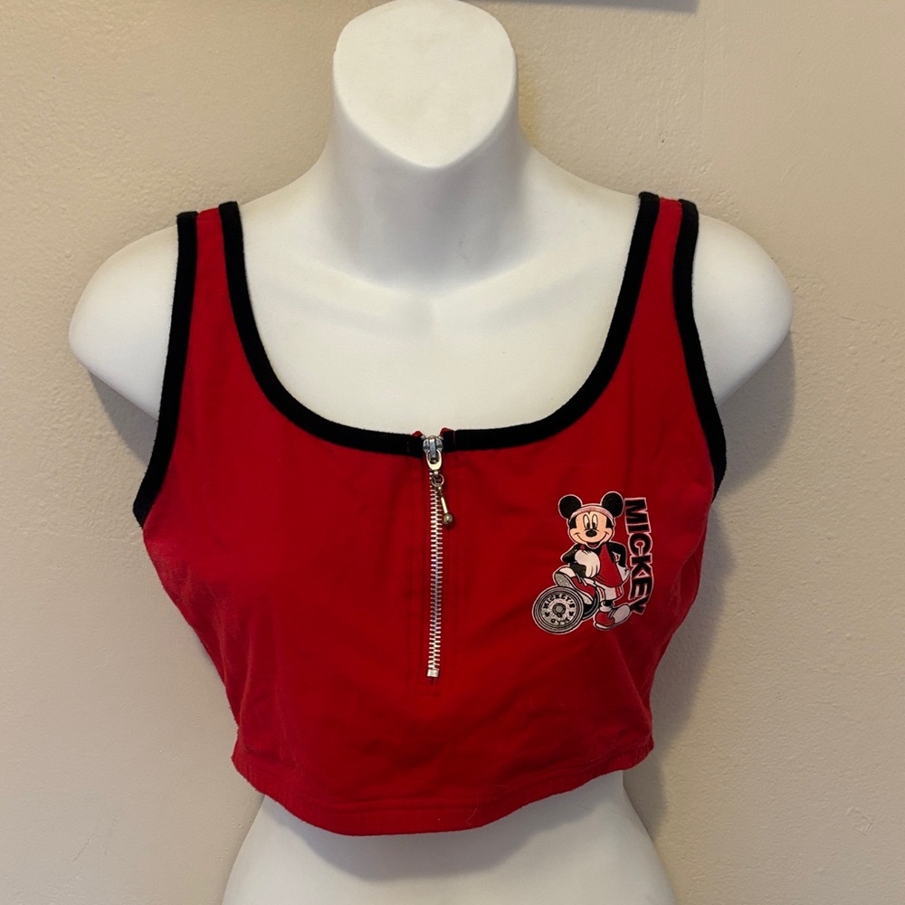 Disney Red Mickey Mouse Zippered Crop Top